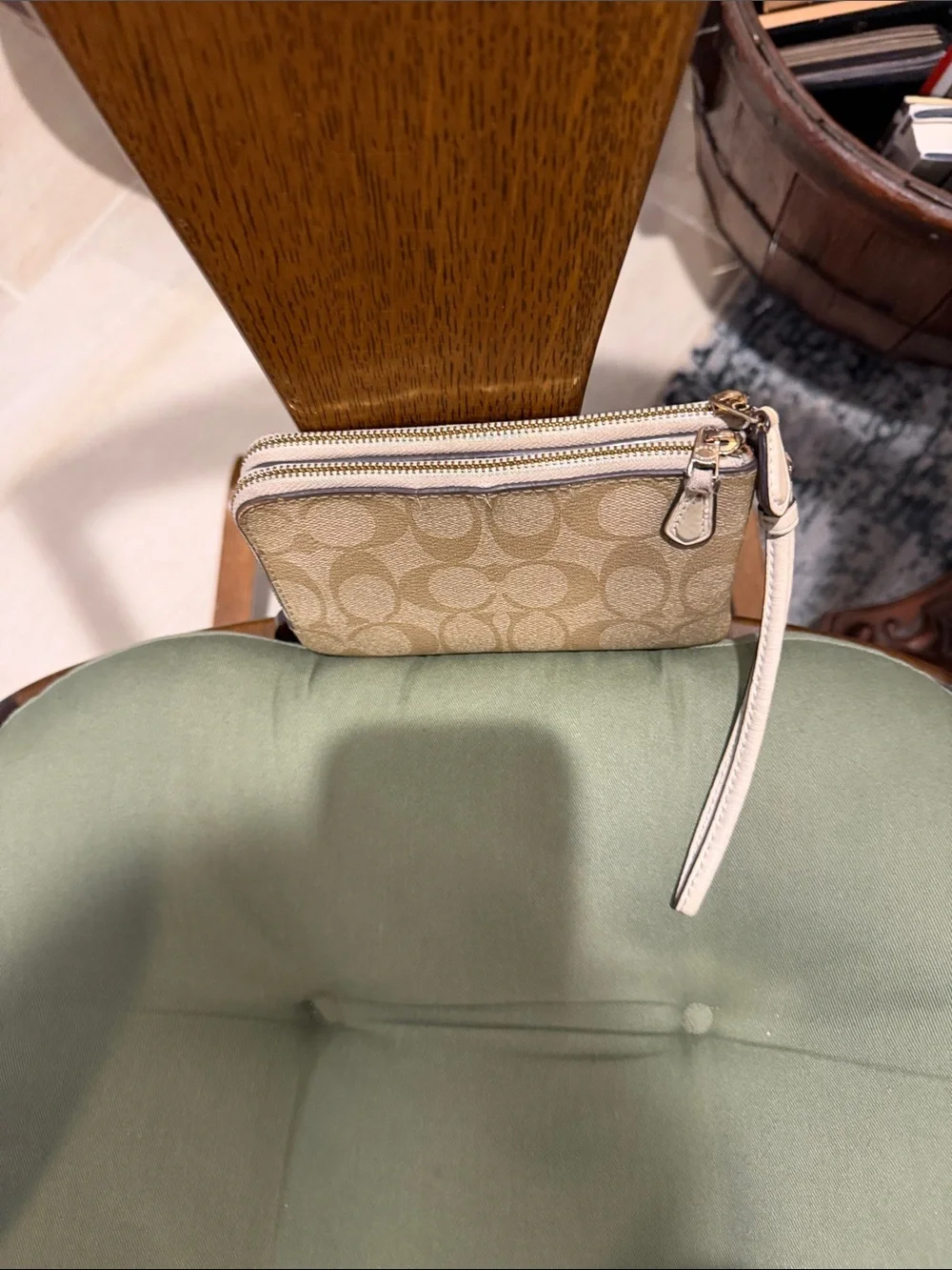 Coach Signature Canvas Wristlet in Beige 6 1/2 x 3 1/2 APX